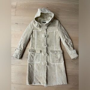 Topshop cream/beige suede leather coat size10/EU size 38